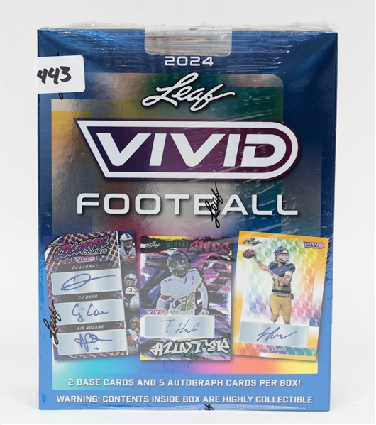 2024 Leaf Vivid Football Factory Sealed Hobby Box (5 Autographs) 