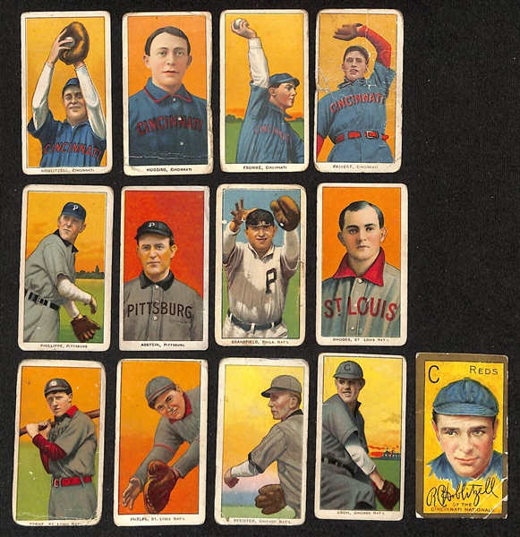 Lot of (12) T206 Tobacco Cards w. Huggins & (1) T205 Card (Hoblitzell)