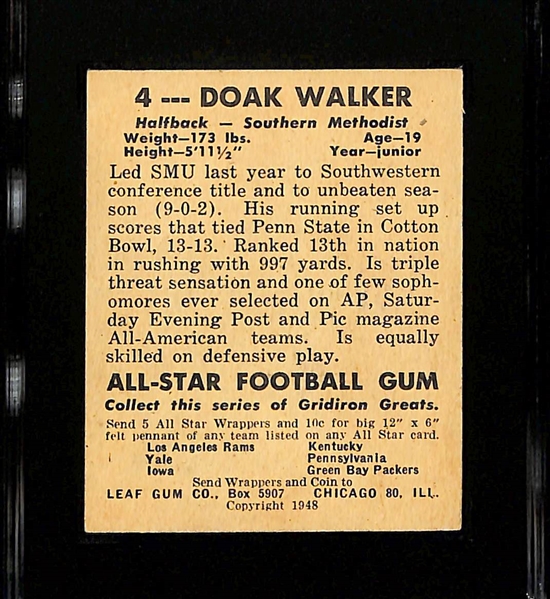 1948 Leaf Gum Co. Doak Walker Rookie #4 (HOF) Graded SGC 5.5