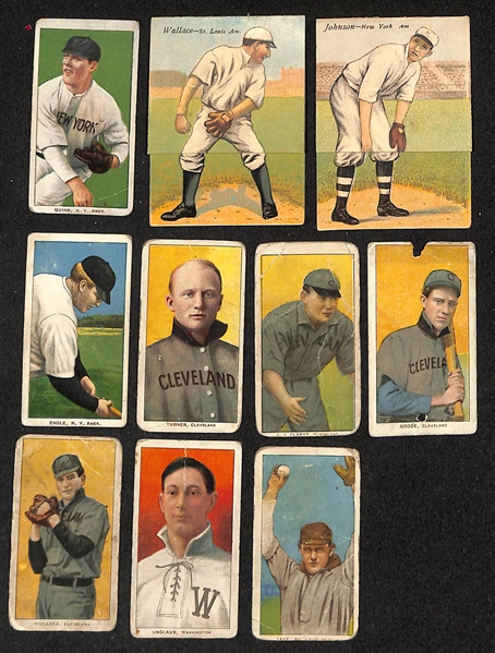 Lot of (8) T206 Cards w. Jack Quinn & (2) T201 Mecca Double Folders w. Wallace/Lake