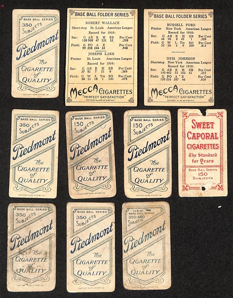 Lot of (8) T206 Cards w. Jack Quinn & (2) T201 Mecca Double Folders w. Wallace/Lake