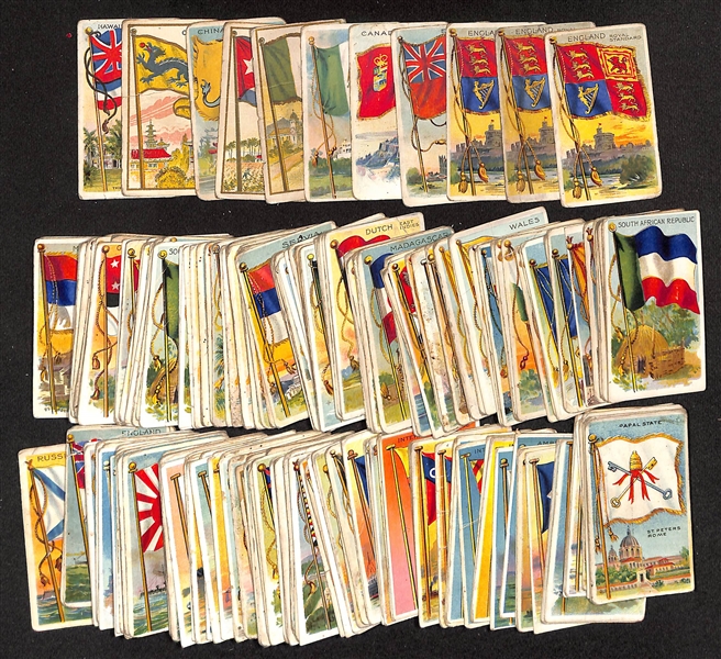 Lot of Approx (250) Assorted 1909-11 Flags of All Nations Tobacco Cards