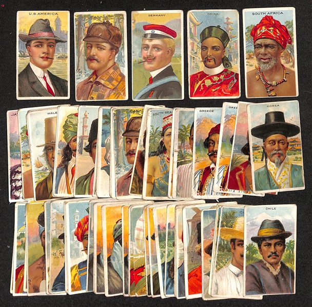Lot of Approx (50) 1910 T113 Assorted Types of Nations Tobacco Cards w. US American Citizen