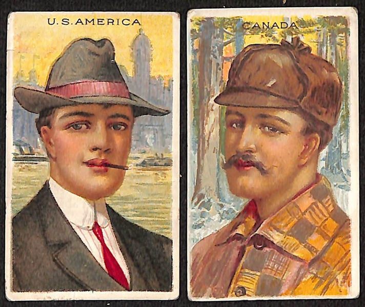 Lot of Approx (50) 1910 T113 Assorted Types of Nations Tobacco Cards w. US American Citizen