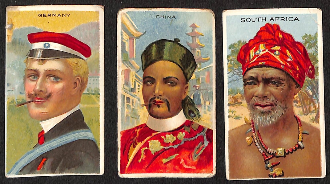 Lot of Approx (50) 1910 T113 Assorted Types of Nations Tobacco Cards w. US American Citizen