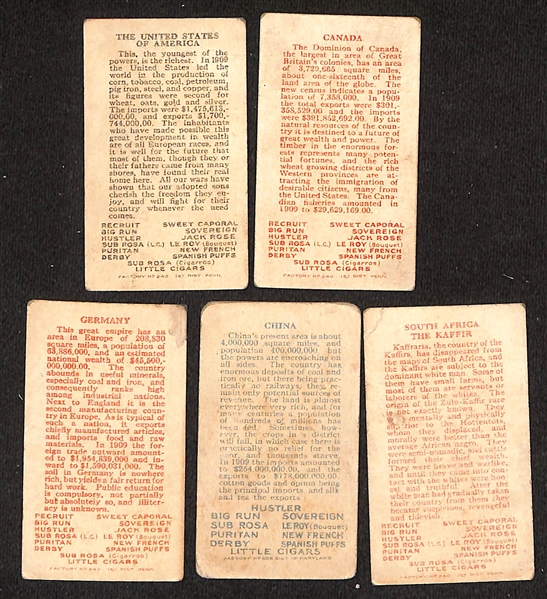 Lot of Approx (50) 1910 T113 Assorted Types of Nations Tobacco Cards w. US American Citizen