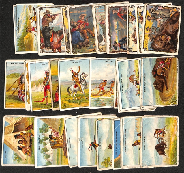 Lot of Approx (15) 1909-12 T53 Hassan Cowboy Series Cards & (50) 1910 T73 Hassan Indian Life In the 60s