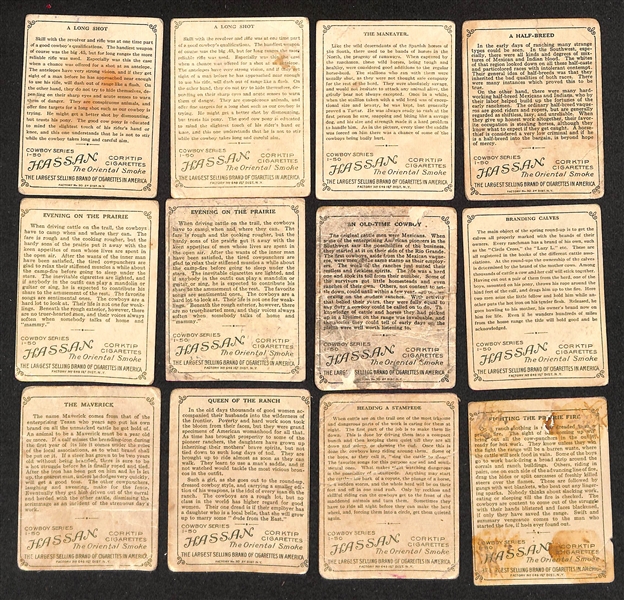 Lot of Approx (15) 1909-12 T53 Hassan Cowboy Series Cards & (50) 1910 T73 Hassan Indian Life In the 60s