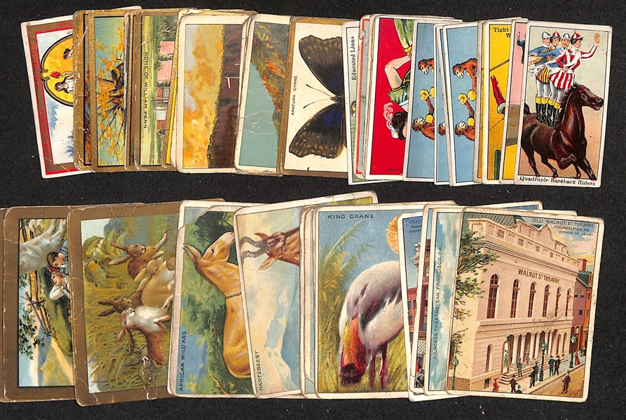 Lot of Approx (50) Assorted c. 1910s Misc Non-Sport Tobacco Cards Featuring Animals & Scenes of the World