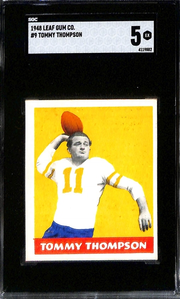 1948 Leaf Football Lot - Art Weiner #58 (SGC 5), Boley Dancewicz (SGC 5), Tommy Thompson (SGC 5), Perry Moss (SGC 5.5)