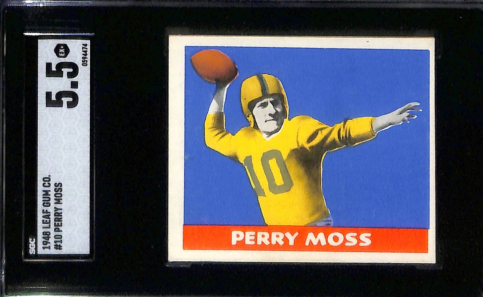1948 Leaf Football Lot - Art Weiner #58 (SGC 5), Boley Dancewicz (SGC 5), Tommy Thompson (SGC 5), Perry Moss (SGC 5.5)