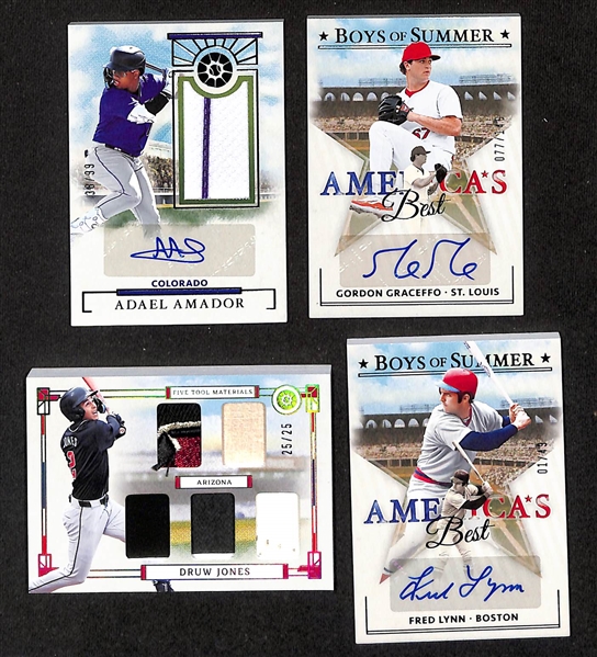 Lot of (13) Baseball Cards inc. 2024 Topps Five Star Chase Utley Autograph (#/40), 2024 Leaf In The Game Used Mickey Mantle Jersey (#/20), 2023 Three and Two Jordan Walker Rookie Autograph (#/10), +