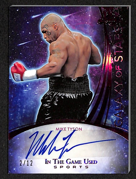 Lot of (3) 2024 Leaf In The Game Used Cards- Mike Tyson Autograph (#/12), Jack Grealish Patch Autograph (#/25), Karim Benzema Patch (#/35)