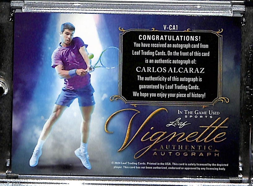 2024 Leaf In The Game Used Carlos Alcaraz Autograph (#/5)