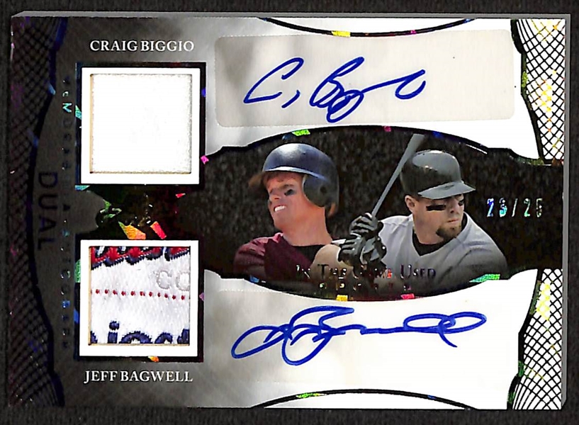 Lot of (3) 2024 Leaf In The Game Used Cards - Craig Biggio/Jeff Bagwell Autograph Patch (#/25), Ichiro Patch Autograph (#/8), Rose/Morgan/Schmidt/Stargell/Munson/Murray/Parker/Brett Relic (#/15)