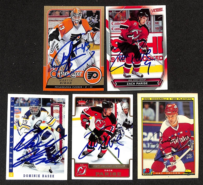 300+ Signed Hockey Cards w. (2) Jaromir Jagr, (2) Paul Coffey, (2) Phil Bourque, (3) Clarke, (5) Mike Ramsey, (4) Billy Smith, + (JSA Auction Letter)