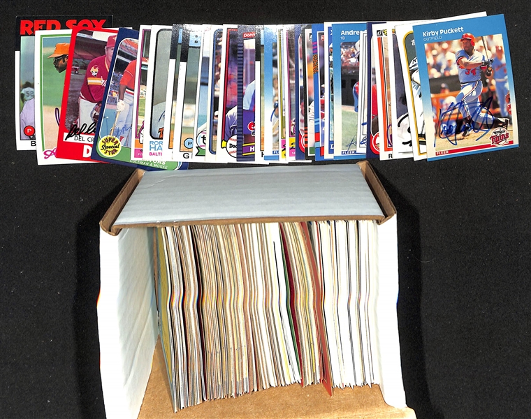 200+ Signed Baseball Cards w. Kirby Puckett, Bobby Bonilla, Jason Giambi, Red Schoendienst, Vince Coleman, Marty Marion, Andres Galarraga, Del Crandell, + (JSA Auction Letter)