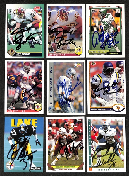 250+ Signed Football Cards w. Danny White, Dwight Clark, Art Shell, Stanley Morgan, Charlie Joiner, (2) Ron Rivera, + (JSA Auction Letter)