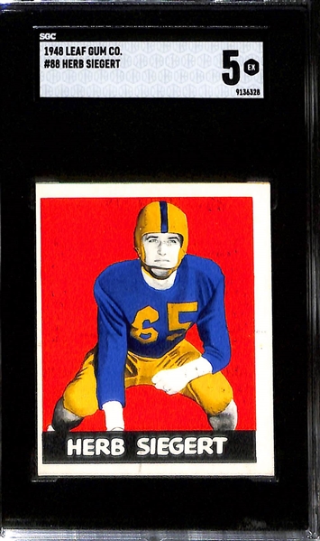 1948 Leaf Football High # SP Lot - Gene Derricotte #62 (SGC 5), Rebel Steiner #63 (SGC 5), Jug Girard #84 (SGC 5),Herb Siegert (SGC 5)