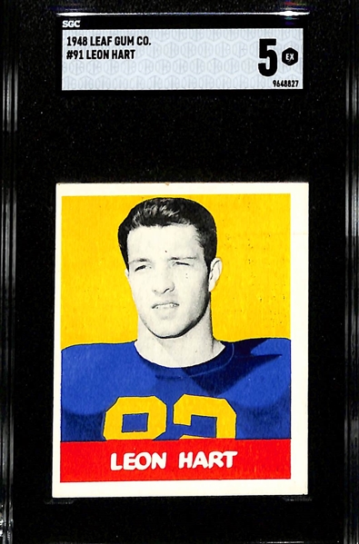 1948 Leaf Gum Co. Leon Hart High # Rookie Card #91 Graded SGC 5