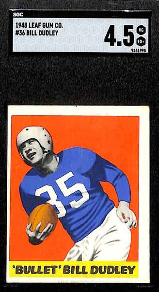 1948 Leaf Football HOF Rookie Lot - George McAfee #19 (SGC 4.5) and Bullet Bill Dudley #36 (SGC 4.5)