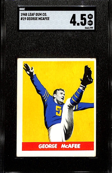 1948 Leaf Football HOF Rookie Lot - George McAfee #19 (SGC 4.5) and Bullet Bill Dudley #36 (SGC 4.5)