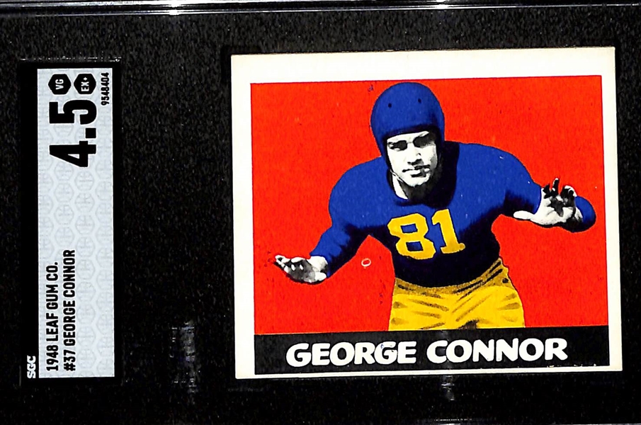 1948 Leaf Football HOF Rookie Lot - George Connor #37 (SGC 4.5) and Bullet Bill Dudley #36 (SGC 4.5)