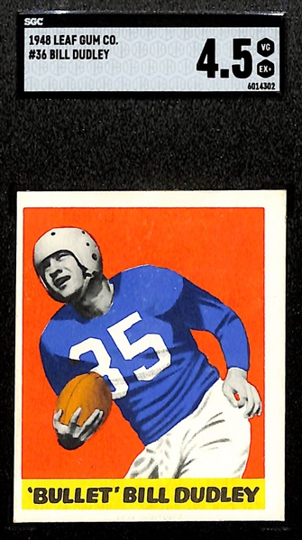 1948 Leaf Football HOF Rookie Lot - George Connor #37 (SGC 4.5) and Bullet Bill Dudley #36 (SGC 4.5)