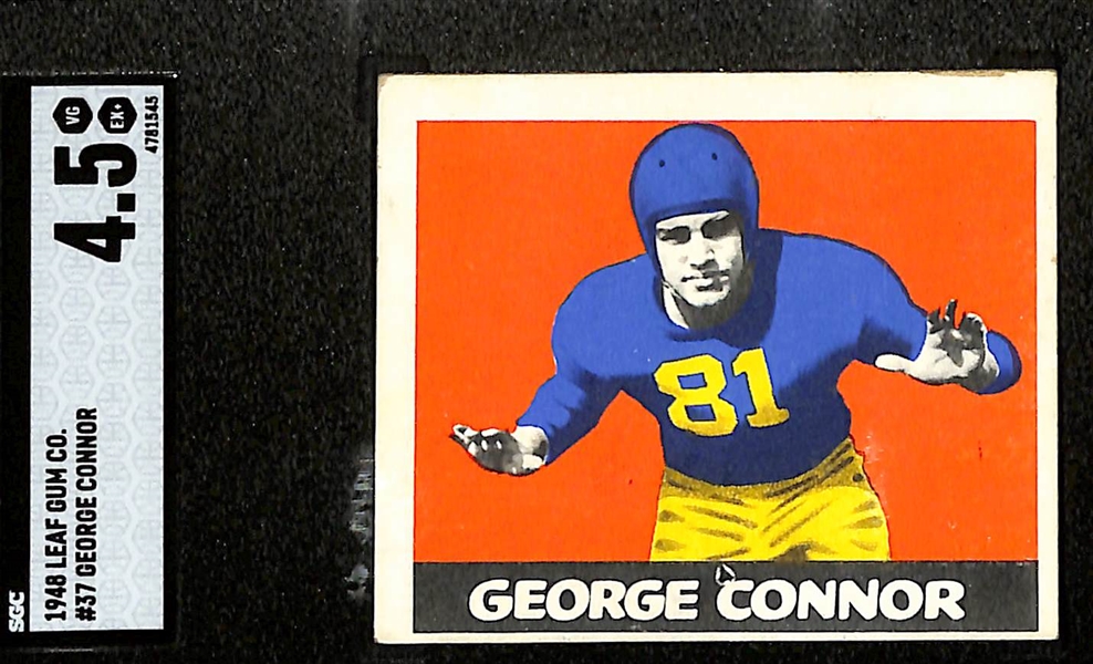 1948 Leaf Football HOF Rookie Lot - George Connor #37 (SGC 4.5) and Johnny Lujack #13 (SGC 4)