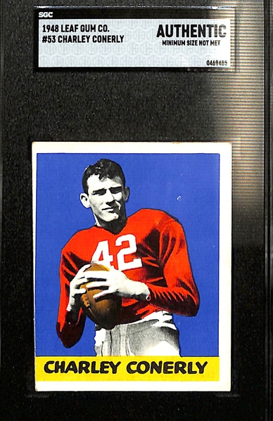 1948 Leaf Lot of (3) - Charley Conerly Rookie, Indian Jack Jacobs, & Jim White - Each Graded Authentic (Undersized)