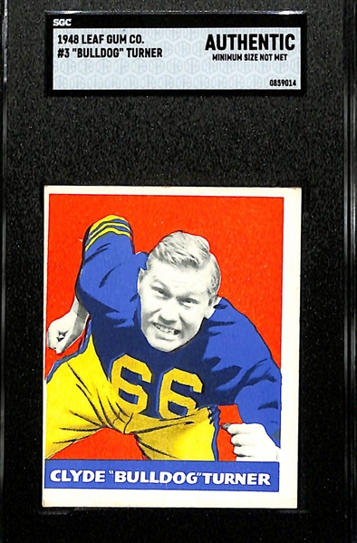 1948 Leaf Lot of (3) - Bullet Bill Dudley HOF Rookie (SGC 3), Clyde Bulldog Turner HOF Rookie (SGC Authentic), Frank Tripucka Rookie (SGC Authentic) 