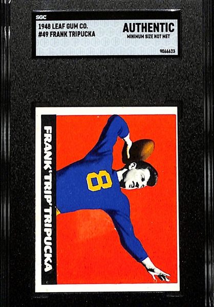 1948 Leaf Lot of (3) - Bullet Bill Dudley HOF Rookie (SGC 3), Clyde Bulldog Turner HOF Rookie (SGC Authentic), Frank Tripucka Rookie (SGC Authentic) 