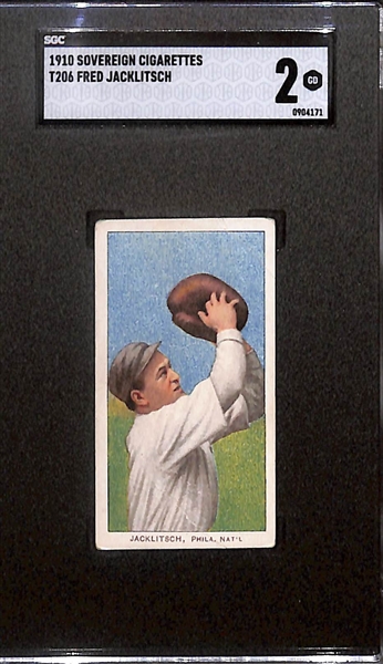 1910 T206 Fred Jacklitsch - Sovereign Back - 350 Subjects - SGC 2