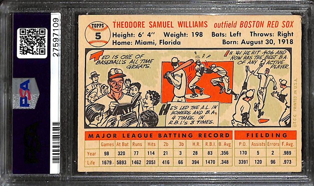 1956 Topps Ted Williams  #5 Graded PSA 5.5