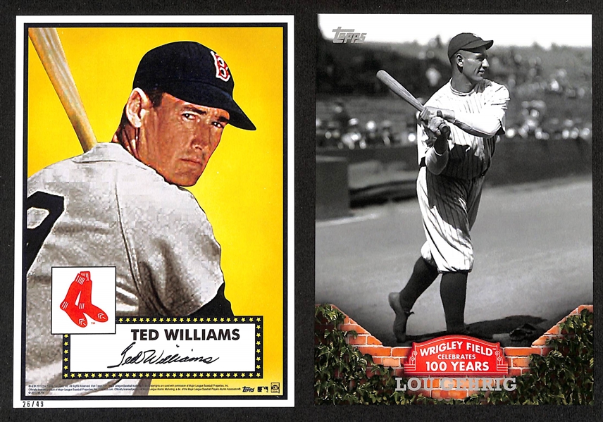 Lot of (21) Oversized HOFer Baseball Cards w. Ted Williams & Lou Gehrig  