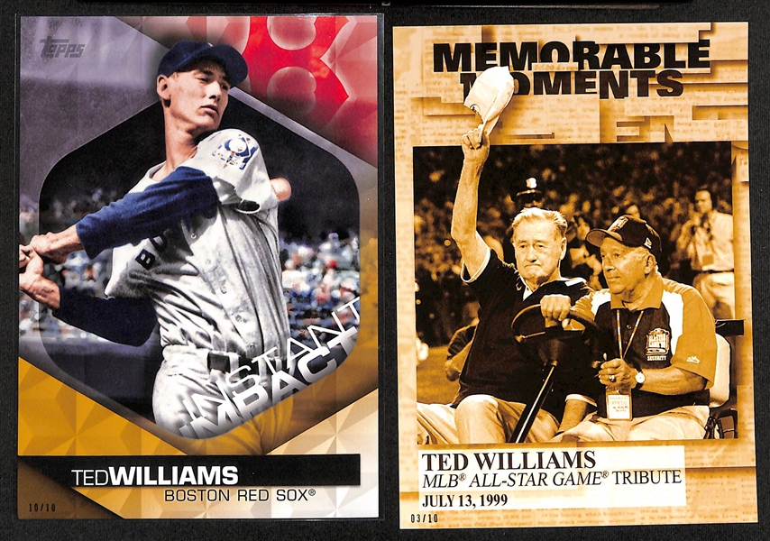 Lot of (7) 5x7 HOFer Baseball Cards w. (5) Ted Williams & (2) Bobby Doerr All #/10