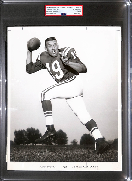 c. 1960s Team Issued Press Photo Johnny Unitas - Type III - PSA Authentic