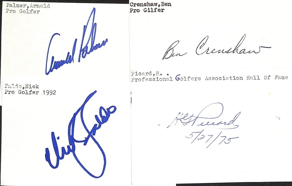 Lot of (28+) Mostly Signed Golf Index Cards w. Arnold Palmer (JSA Auction Letter)