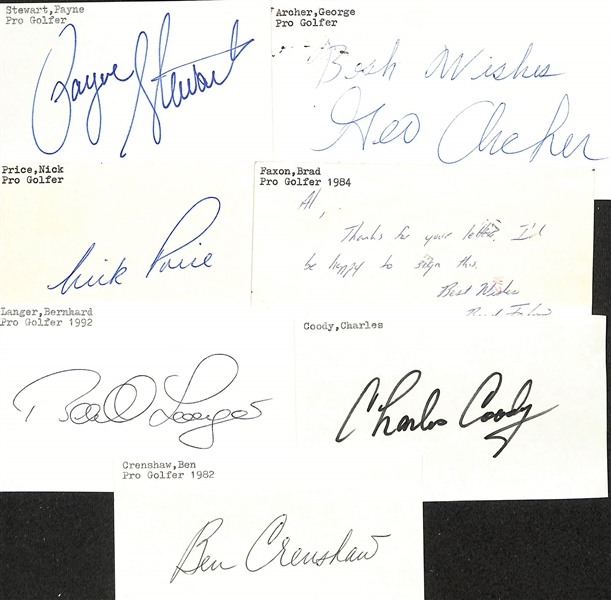 Lot of (35+) Mostly Signed Golf Index Cards w. Payne Stewart (JSA Auction Letter)