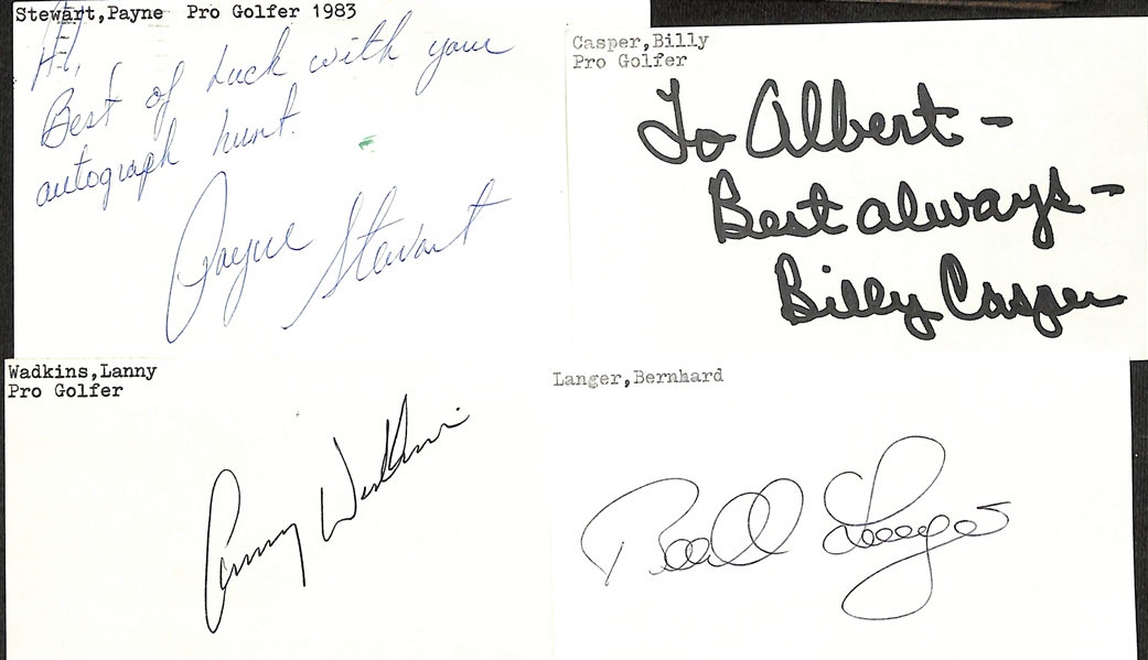 Lot of (25+) Mostly Signed Golf Index Cards w. Payne Stewart (JSA Auction Letter)