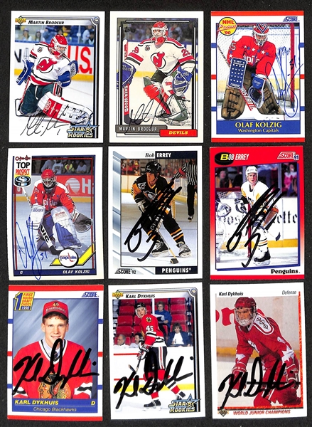 Lot of (350+) Signed Hockey Cards w. Martin Brodeur, Olaf Kolzig, Bob Errey, Karl Dykhuis, + (JSA Auction Letter)