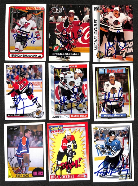 Lot of (350+) Signed Hockey Cards inc. (2) Brendan Shanahan, (4) Michel Goulet, Andy Moog, Rick Tocchet, Ray Whitney, +  (JSA Auction Letter)