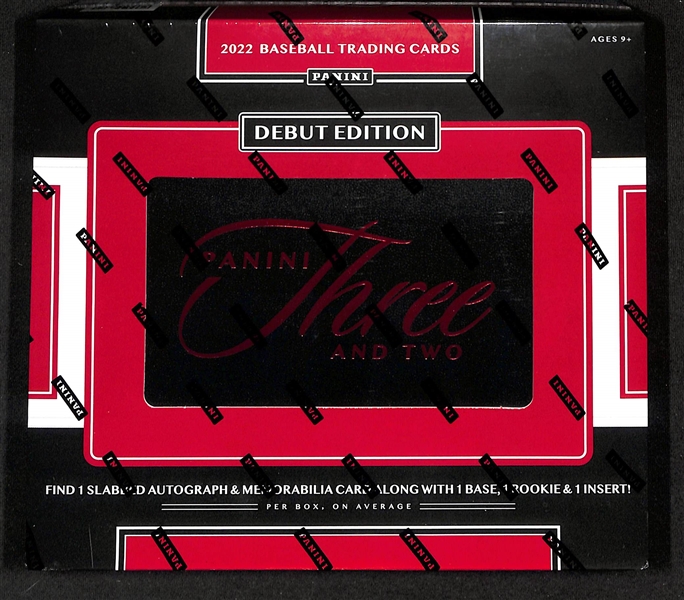 2022 Panini Three & Two Factory Sealed Baseball Hobby Box (1 auto & 1 relic)