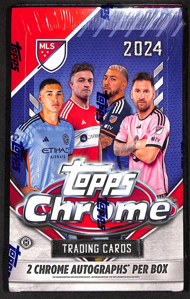 Factory Sealed 2024 Topps Chrome MLS Soccer Hobby Box (2 autos) w. Messi Chase