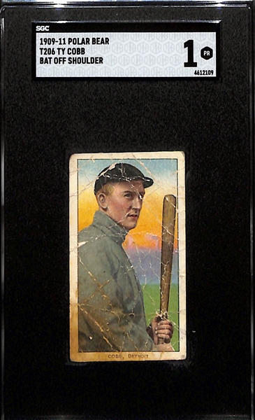 1909-11 T206 Ty Cobb (Bat Off Shoulder) w. Polar Bear Back (Factory No. 6) Graded SGC 1