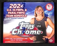 Factory Sealed 2024 Topps Chrome U.S. Olympic & Paralympic Team Hopefuls Hobby Box (3 hits per box) w. Phelps, Ledecky