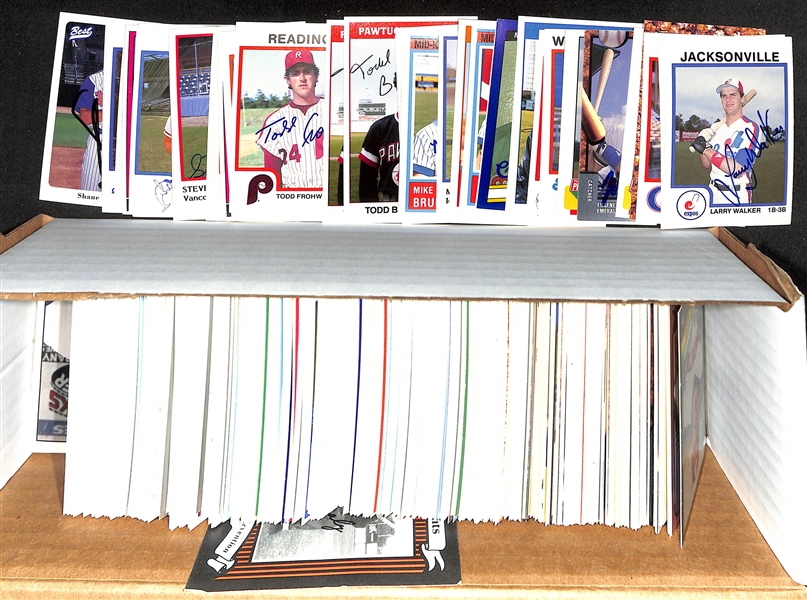 430+ Signed Minor League Baseball Cards Inc. Larry Walker, Jerome Walton, (2) Al Leiter, (2) Mike Sweeney, Jason Schmidt, Joe Girardi, Mike Bordick, + (JSA Auction Letter)