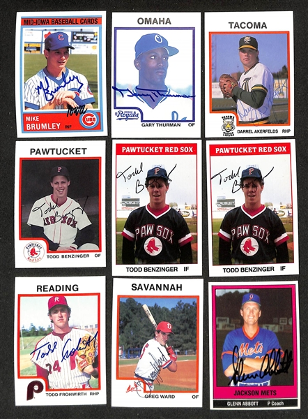 430+ Signed Minor League Baseball Cards Inc. Larry Walker, Jerome Walton, (2) Al Leiter, (2) Mike Sweeney, Jason Schmidt, Joe Girardi, Mike Bordick, + (JSA Auction Letter)
