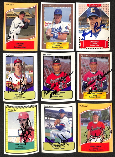 430+ Signed Minor League Baseball Cards Inc. Jim Thome, Jeff Conine, Javy Lopez, Billy Bean, Francisco Cabrera, + (JSA Auction Letter)