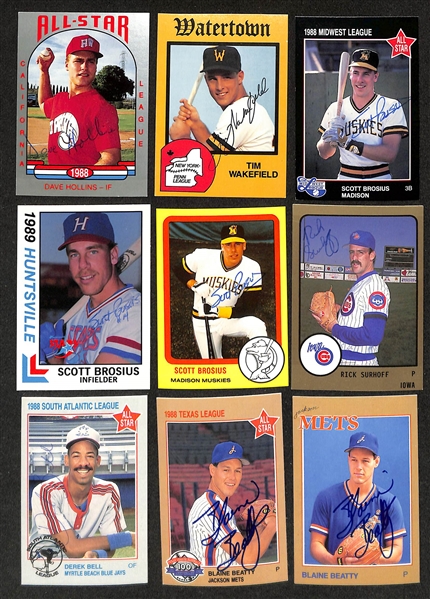 430+ Signed Minor League Baseball Cards Inc. Jim Edmonds, (2) Todd Zeile, (3) Carlos Baerga, Kenny Lofton, Luis Gonzalez, (2) Dave Hollins, Tim Wakefield, (3) Scott Brosius, , + (JSA Auction Letter)